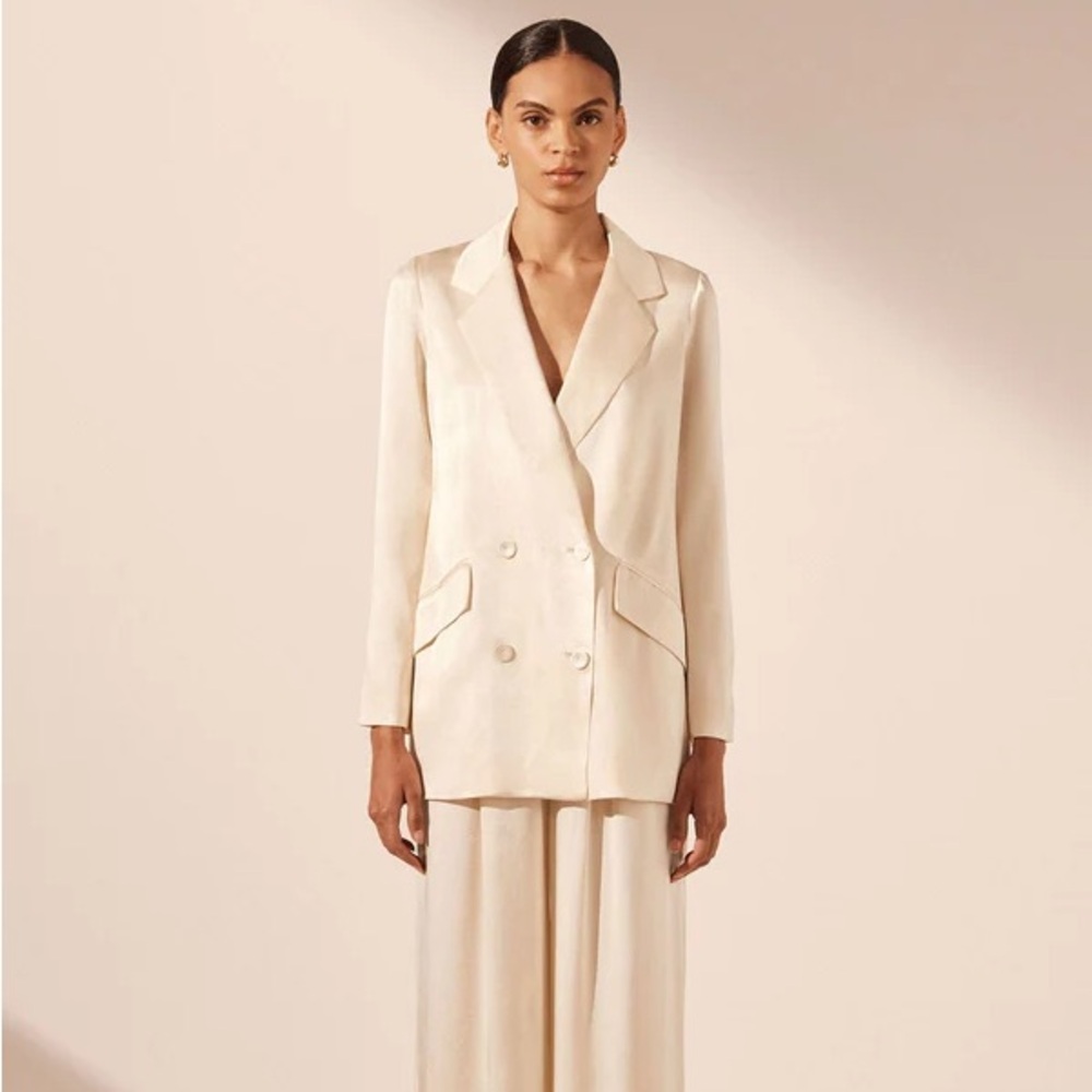 SHONA JOY La Lune Double Breasted Blazer - Cream